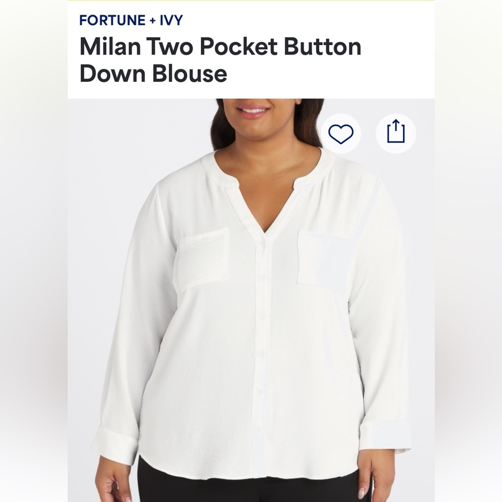 White Blouse by Fortune & Ivy. No tages, but never when. Size 1x